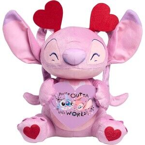 Disney Lilo & Stitch Angel Valentines Day Holding Card Plush Pink 2025 New